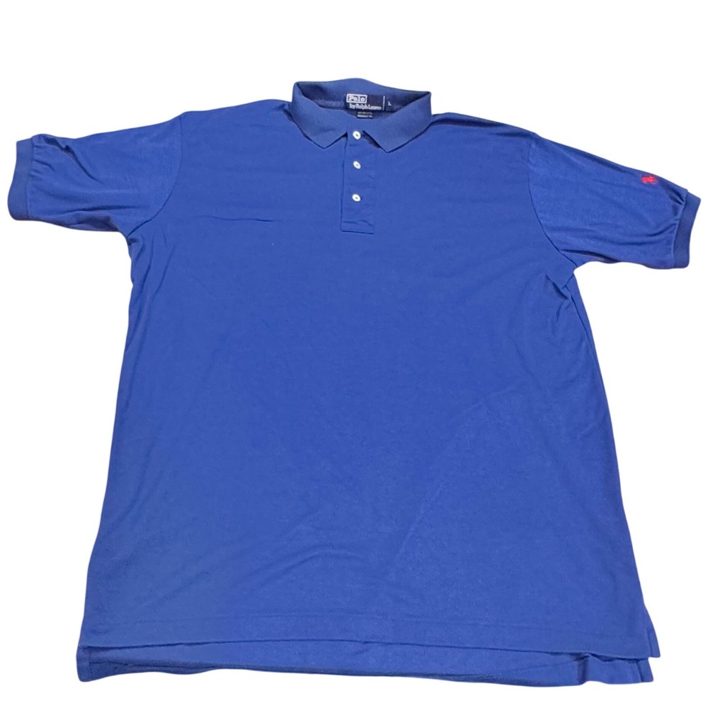 Polo Ralph Lauren Mens Blue Fine Cotton Short‎ Sleeve Polo Shirt Red Pony Large